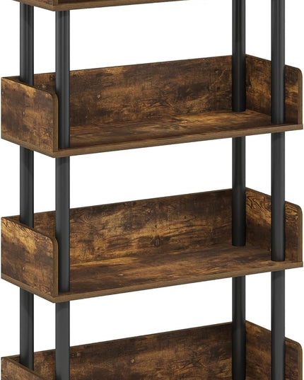 Furinno Turn-N-Tube 4-Tier Toolless Display Rack, Amber Pine/Black - LeafyLoom