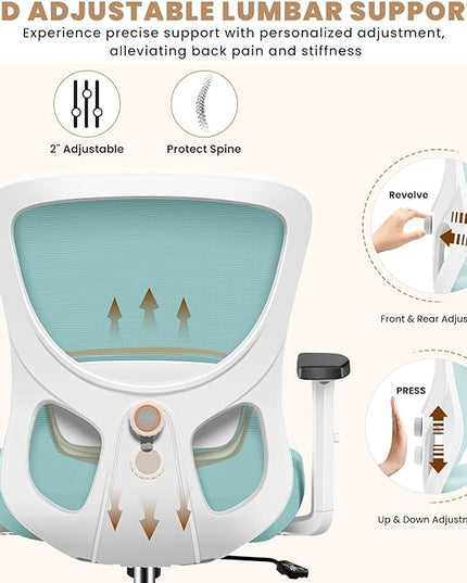 Office Chair Ergonomic Desk Chair with Adjustable Lumbar Support, Swivel Comfy Computer Chair Heavy Duty Executive Chair for Home Office - LeafyLoom