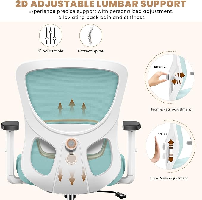 Office Chair Ergonomic Desk Chair with Adjustable Lumbar Support, Swivel Comfy Computer Chair Heavy Duty Executive Chair for Home Office - LeafyLoom