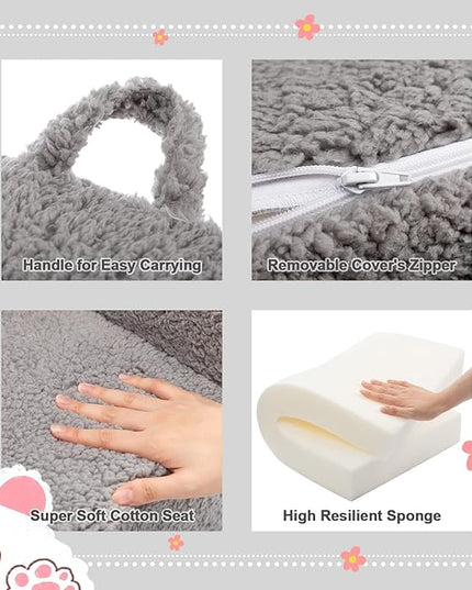 ALIMORDEN Kids Ultra-Soft Snuggle Foam Filled Chair, Toddler Cuddly Sherpa Reading Couch for Boys and Girls, Grey - LeafyLoom