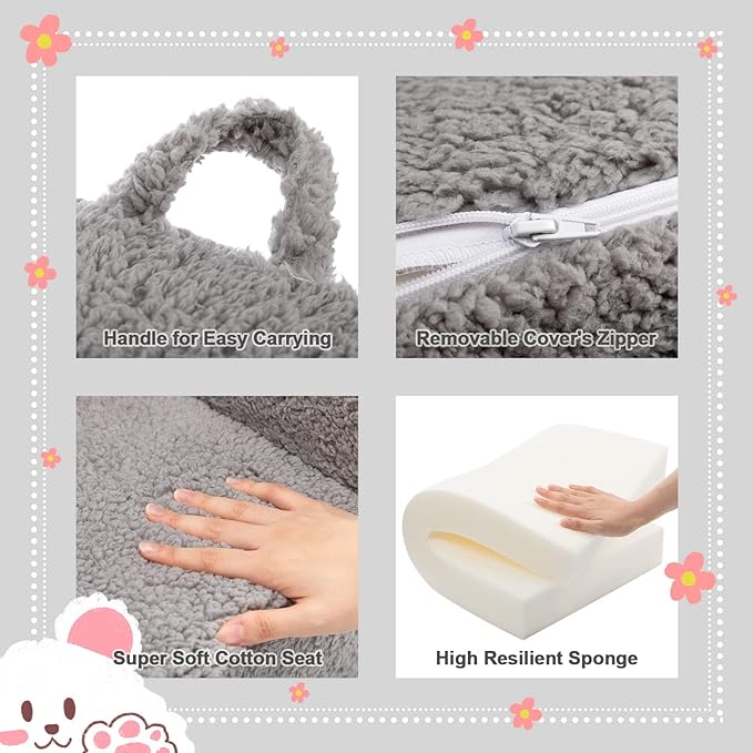 ALIMORDEN Kids Ultra-Soft Snuggle Foam Filled Chair, Toddler Cuddly Sherpa Reading Couch for Boys and Girls, Grey - LeafyLoom