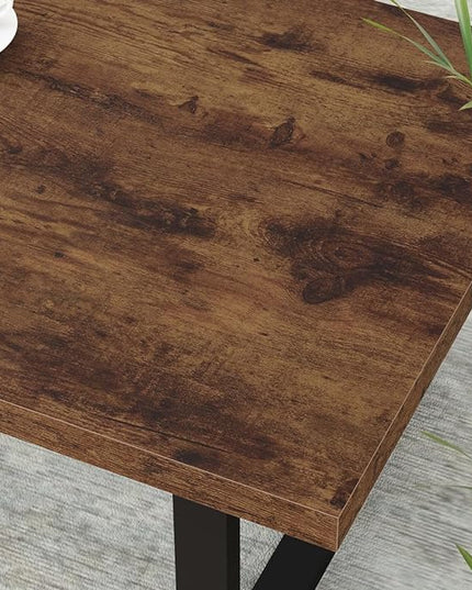 IBF Rustic Living Room Table, Simple Industrial Rectangle Coffee Table, Modern Minimalist Farmhouse Wooden Center Table, Wood and Metal Vintage Coffee Table for Bedroom Office, Rustic Brown, 47 Inch - LeafyLoom