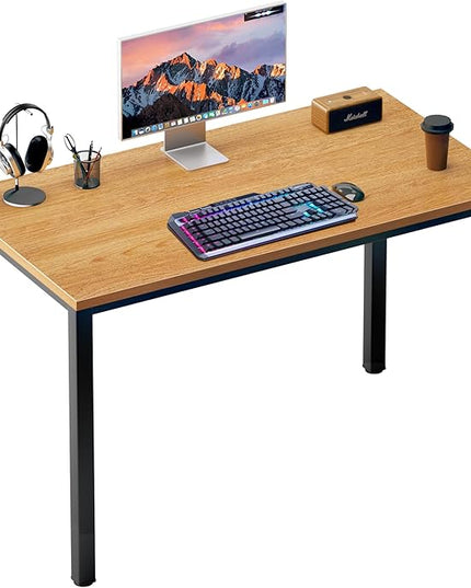 DlandHome 39 inches Small Computer Desk for Home Office Activity Table Writing Table for Small Spaces Study Table Student Laptop Desk Teak and Black DND-AC3BB-100 - LeafyLoom