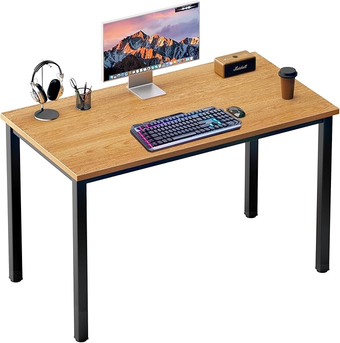 DlandHome 39 inches Small Computer Desk for Home Office Activity Table Writing Table for Small Spaces Study Table Student Laptop Desk Teak and Black DND-AC3BB-100 - LeafyLoom