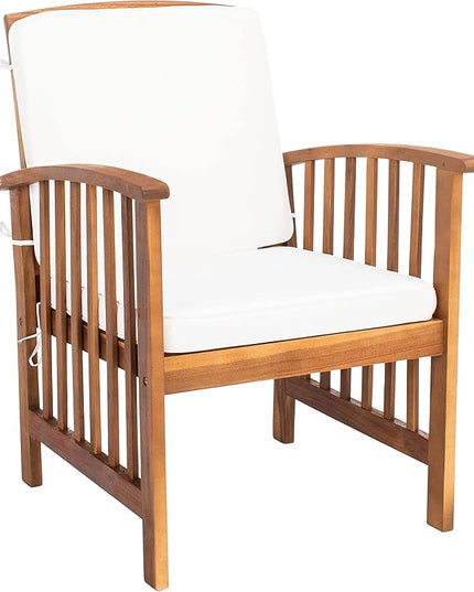 SAFAVIEH Outdoor Collection Rocklin Natural/ Beige 4-Piece Conversation Patio Set with Cushions - LeafyLoom