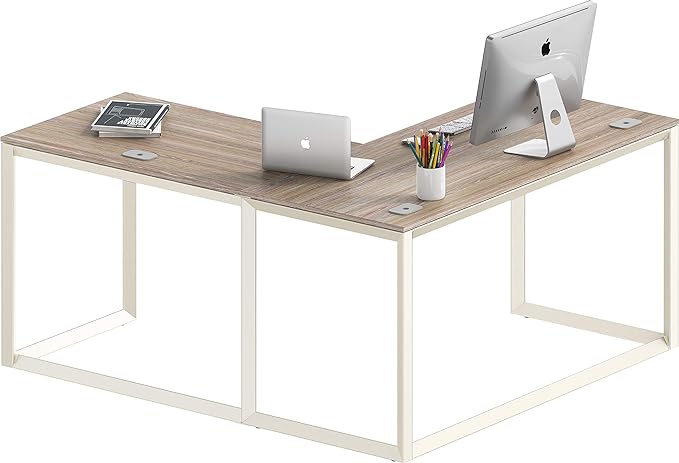 SHW Triangle-Leg L-Shaped Home Office Computer Desk - LeafyLoom