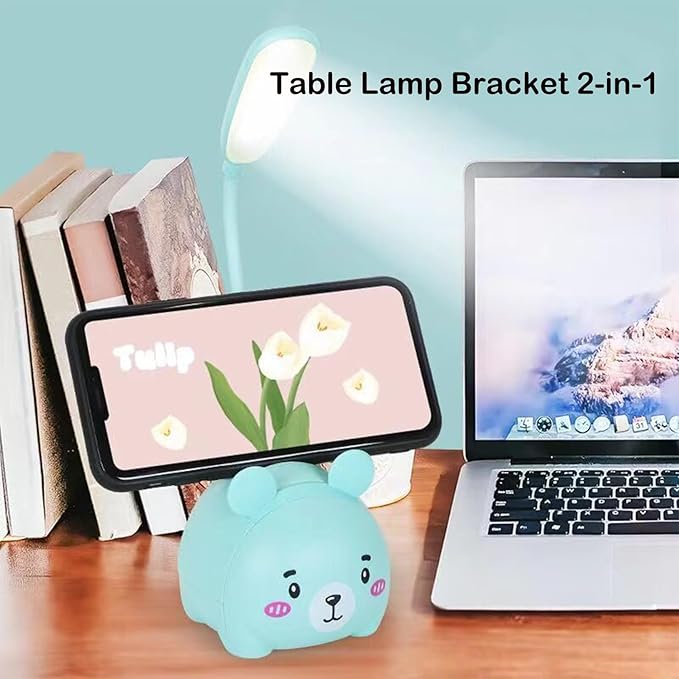 Cute LED Desk Lamp, LED Eye Protection Desk Lamp, Mini Rabbit Lamp, Portable LED Table Light, Foldable Kids Night Light for Bedroom, Living Room, Studing Room (White) - LeafyLoom