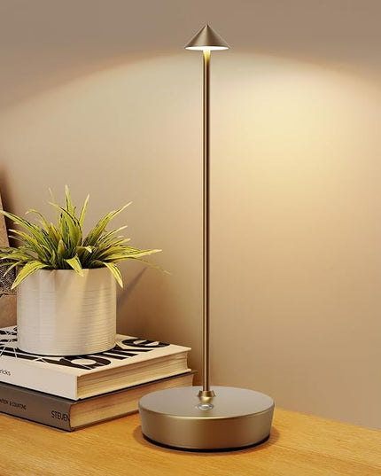 Cordless Table Lamp Rechargeable, Portable Outdoor Table Lamp Waterproof 6000mAh Battery Desk Lamp, 3 Color Stepless Dimming Table Light for Restaurant/Bedroom/Bar/Outdoor Party/Camping - LeafyLoom