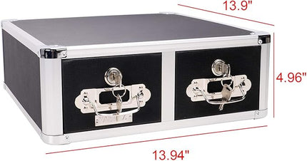 Vaultz Locking 3 x 5 Index Card Cabinet, Double Drawer, Black (VZ01393) - LeafyLoom