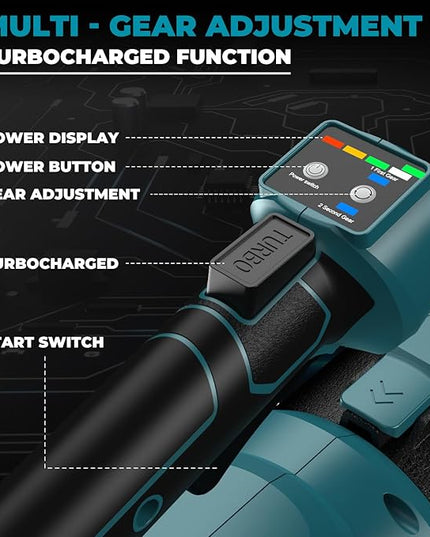 Cordless Leaf Blower for makita 18V Battery, 480 CFM Electric Blower with Brushless Motor, Adjustable 3 Speeds up to 22000RPM, Handheld Leaf Blower for Lawn Care,Yard and Snow Blowing(No Battery) - LeafyLoom