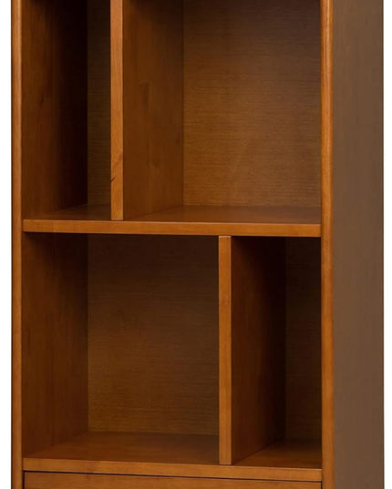 SIMPLIHOME Draper SOLID HARDWOOD 22 Inch Mid Century Modern Bookcase and Storage Unit in Teak Brown, For the Living Room, Study Room and Office - LeafyLoom