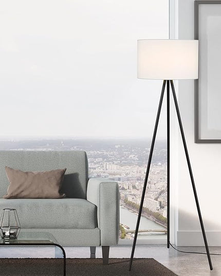 Catalina Lighting 19973-000 Mid-Century Modern Tripod Floor Lamp, Standing Lamp, Living Room Floor Light, LED Bulb NOT Included, 61.25", Black - LeafyLoom