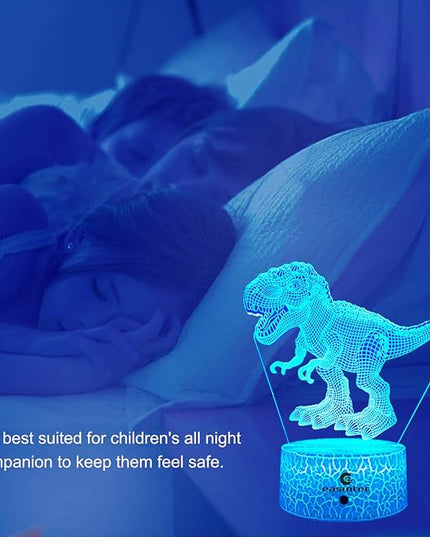 easuntec Dinosaur Toys 3D Night Light with Remote & Smart Touch 7 Colors + 16 Colors Changing Dimmable TRex Toys 1 2 3 4 5 6 7 8 Year Old Boy or Girl Gifts (TRex 16WT) - LeafyLoom