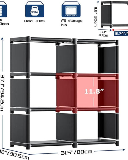 Mavivegue Book Shelf, 6 Cube Storage Organizer, DIY Bookcase, Metal Cube Bookshelf,Tall Book case for Bedroom, Living Room,Office,Closet Storage Organizer, Black Cubicle Storage Rack - LeafyLoom