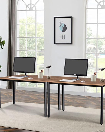 Large Table 24x55 inches Writing Computer Desk Modern Simple Study Desk Industrial Style Laptop Table for Home Office Brown Notebook Desk - LeafyLoom