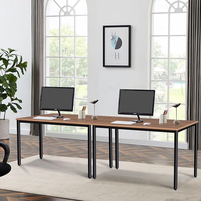 Large Table 24x55 inches Writing Computer Desk Modern Simple Study Desk Industrial Style Laptop Table for Home Office Brown Notebook Desk - LeafyLoom