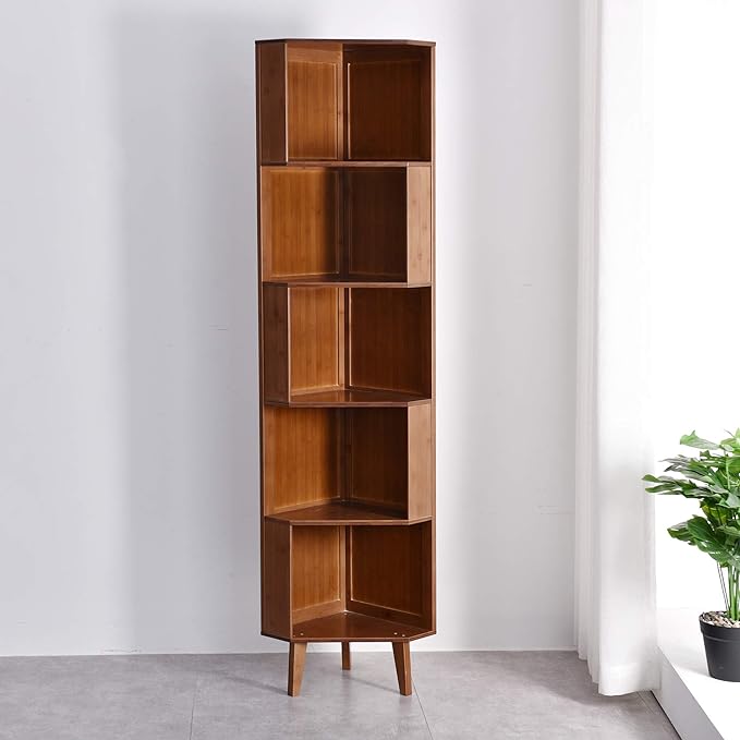5-Bookcase Industrial Cube Shelf Corner Bookshelf Display Storage Tall Multifunctional Stand for Home Office Living Room Decoration… - LeafyLoom