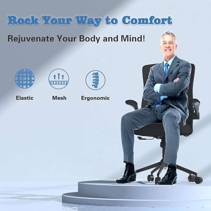 Office Chair, High Back Desk Chair with Adjustable Lumbar Support, Ergonomic Mesh Computer Chair with Premium Cold-Cured Cushion, Height Liftable Swivel Chair for Home Office - LeafyLoom