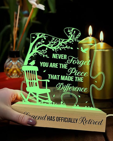 Retirement Gifts for Men Women 3D Illusion Lamp Acrylic Night Light, Happy Retirement Gifts for Boss Coworker Police, Farewell Gift for Male Friends Family, Gift for Mothers Day Fathers Day - LeafyLoom
