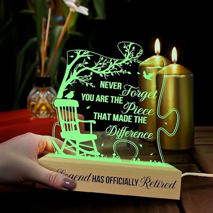 Retirement Gifts for Men Women 3D Illusion Lamp Acrylic Night Light, Happy Retirement Gifts for Boss Coworker Police, Farewell Gift for Male Friends Family, Gift for Mothers Day Fathers Day - LeafyLoom