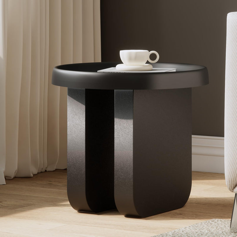 Round Coffee Table,Modern Coffee Table,Unique Circle Coffee Tables,Metal Center Table for Living Room (Black, 29.5 x 16.5) LeafyLoom