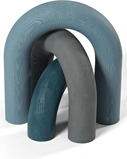 3Pcs Wooden Arch Decor Accents - Modern Bohemian Minimalist Neutral Home Office Coffee Table Bookshelf Living Room Entryway japandi Decorations Objects - LeafyLoom