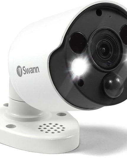 Swann Home Security Camera, POE Cat5e NVR 4K HD Video, Indoor or Outdoor Wired Surveillance CCTV, Color Night Vision, Heat Motion Detection, LED Lights, Metal Housing, Face Recognition, 2-Way Talk SwannUSA