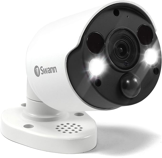 Swann Home Security Camera, POE Cat5e NVR 4K HD Video, Indoor or Outdoor Wired Surveillance CCTV, Color Night Vision, Heat Motion Detection, LED Lights, Metal Housing, Face Recognition, 2-Way Talk SwannUSA