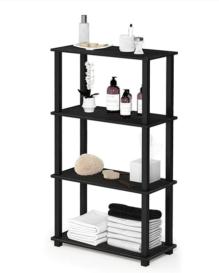 Furinno Turn-N-Tube 4-Tier Multipurpose Shelf Display Rack, Square Tube, Espresso/Black - LeafyLoom
