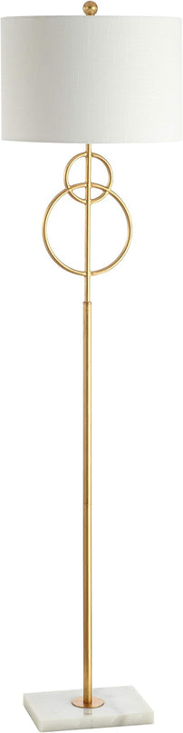 JONATHAN Y JYL1097A Haines 60" Modern Circle Marble/Metal LED Floor Lamp Classic,Glam,Transitional for Bedrooms, Living Room, Office, Reading, Gold - LeafyLoom