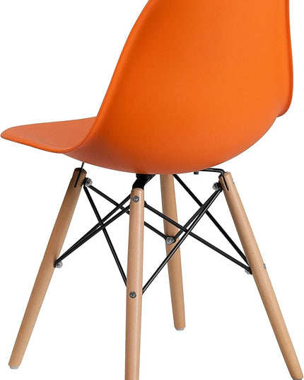 Flash Furniture 2 Pack Elon Series Orange Plastic Chair with Wooden Legs - LeafyLoom