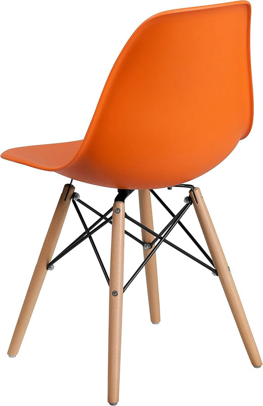 Flash Furniture 2 Pack Elon Series Orange Plastic Chair with Wooden Legs - LeafyLoom