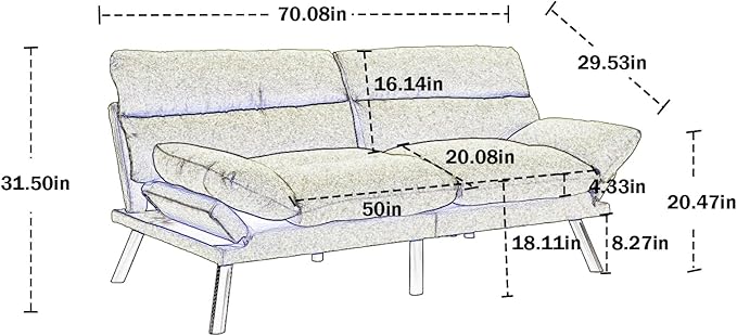 70.08" Modern Upholstered 2 Seaters Soft with Metal Feet,Accent Deep Seat Loveseat Double Sofas Couch w/Convertible Bed,for Dorm,Apartment,Studio,Office,Green - LeafyLoom