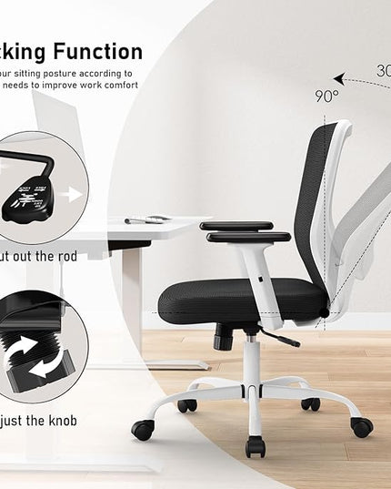 Office Chair, Ergonomic Desk Chair with Adjustable High Back, Breathable Mesh Computer Chair with Adjustable Armrests, Rolling Swivel Comfy Task Chairs, Executive Chair for Home Office - LeafyLoom