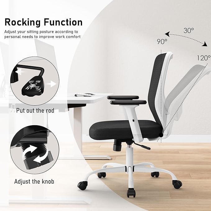 Office Chair, Ergonomic Desk Chair with Adjustable High Back, Breathable Mesh Computer Chair with Adjustable Armrests, Rolling Swivel Comfy Task Chairs, Executive Chair for Home Office - LeafyLoom