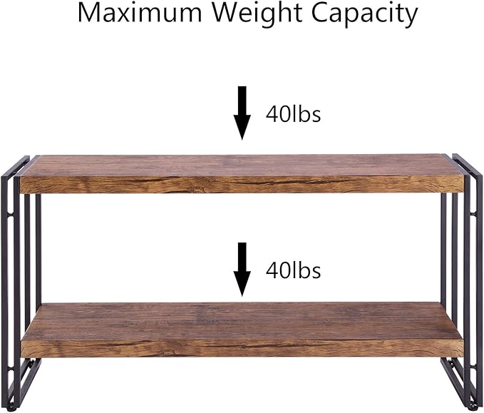 2 Shelf Bookcase Small Display Book Shelf Rustic Industrial, Brown - LeafyLoom