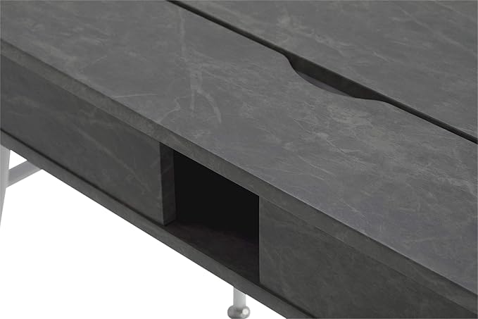 Calico Designs 51252 Alcove Modern Large Split Drawer in White/Cement Gray Desk with Storage, White/Cement Gray, White/Cement Gray - LeafyLoom