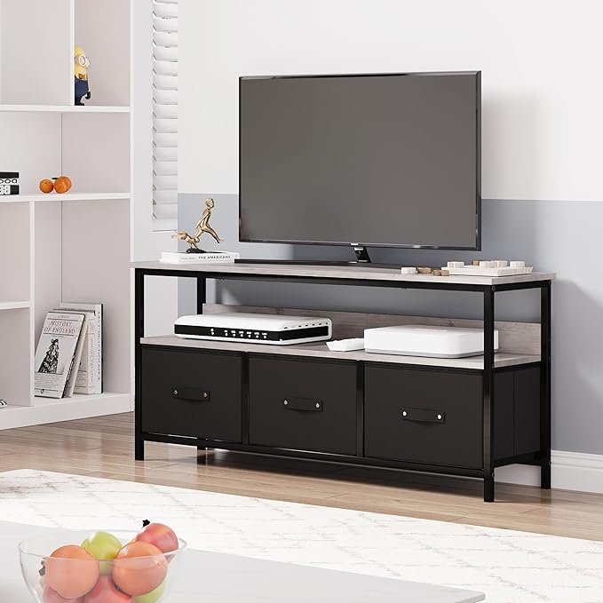 IDEALHOUSE Dresser TV Stand 50 Inch Entertainment Center with Storage TV Stand for Bedroom Small TV Stand Dresser with Drawers and Shelves, TV & Media Console Table Furniture for Living Room, Black - LeafyLoom