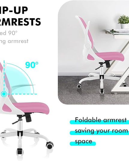KERDOM Office Chair, Ergonomic Desk Chair, Breathable Mesh Computer Chair, Comfy Swivel Task Chair with Flip-up Armrests and Adjustable Height - LeafyLoom