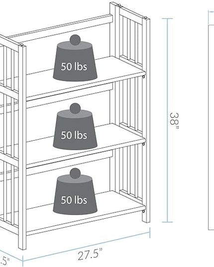 Casual Home 3-Shelf Folding Stackable Bookcase (27.5" Wide)-Natural - LeafyLoom