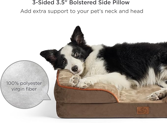 Bedsure Orthopedic Dog Bed for Medium Dogs - Waterproof Dog Sofa Beds Medium, Supportive Foam Pet Couch Bed with Removable Washable Cover, Waterproof Lining and Nonskid Bottom, Brown BEDSURE