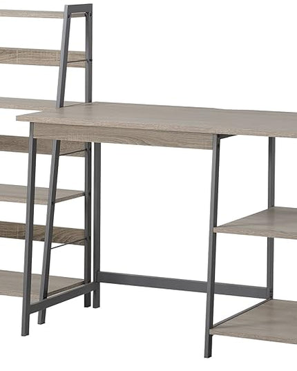 Signature Design by Ashley Soho Modern Home Office Desk & 4-Shelf Bookcase Set, Reclaimed Wood - LeafyLoom