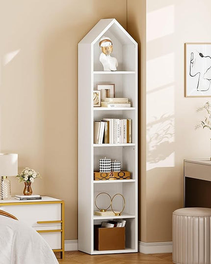 YITAHOME 73" Tall Narrow Bookshelf, Modern Open 5 Tier Bookcase, Wooden Shelf Stand for Small Spaces, Display Shelving Storage Rack for Bedroom, Living Room, Home Office, White - LeafyLoom