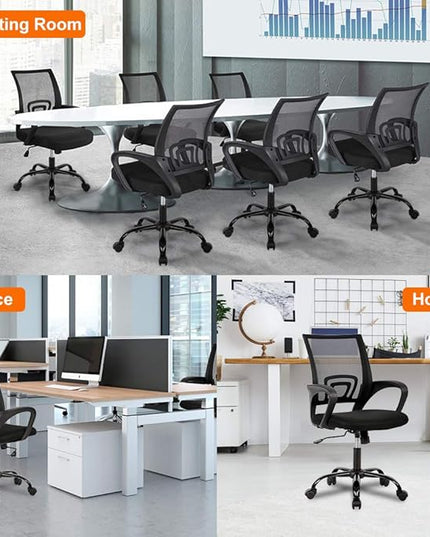 Direct Ergonomic Office Chair Home Desk Task Computer Gaming with Back Lumbar Support Armrest Swivel Modern Adjustable Rolling Executive Mesh for Women Men, Black - LeafyLoom