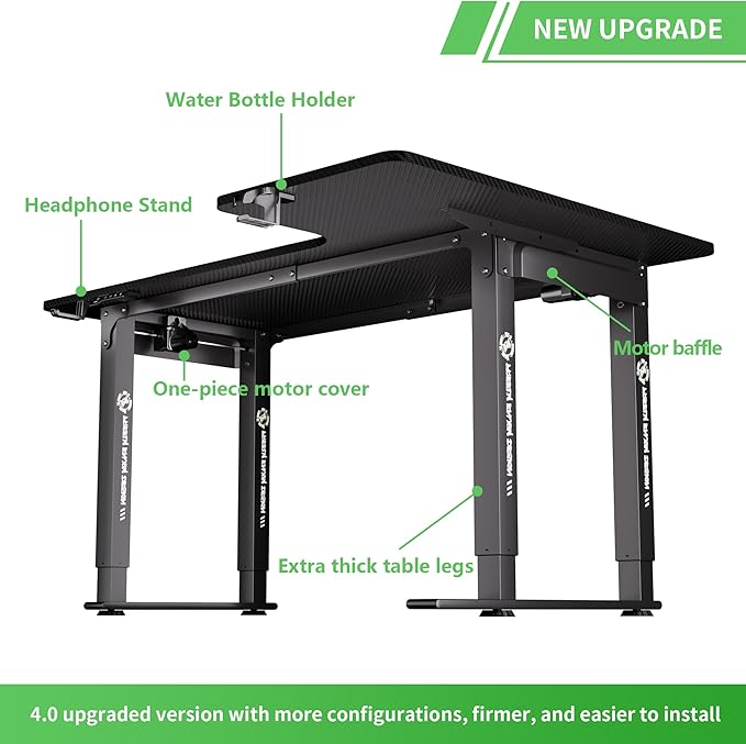 X-WIN 63 Inches L-Shaped Electric Standing Desk, Dual Motor Height Adjustable Stand Up Corner Desk, Sit to Stand Workstation with Locking Wheels, Carbon Fiber Top - LeafyLoom