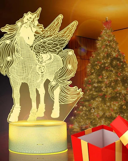 Unicorn Night Light for Kids 7 Colors Changing Unicorn 3D LED Light 3 Modes with Remote Control 3D Illusion Light for Kids Room Home Decor, Birthday Xmas Party Thanksgiving Halloween Unicorns Gifts - LeafyLoom