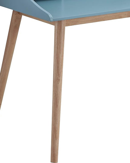 Roundhill Furniture Roskilde Storage Wood Office Desk, Blue - LeafyLoom
