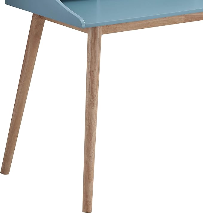 Roundhill Furniture Roskilde Storage Wood Office Desk, Blue - LeafyLoom
