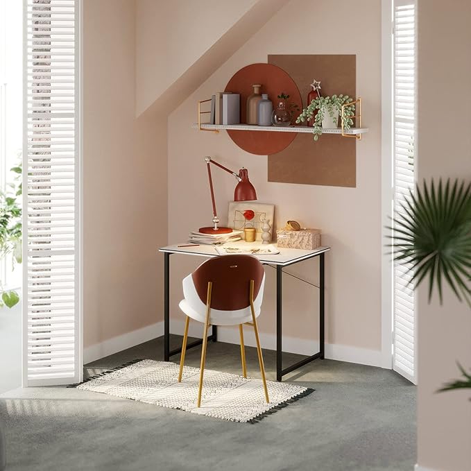 Coleshome 32 Inch Computer Desk, Modern Simple Style Desk for Home Office, Study Student Writing Desk, White Black - LeafyLoom