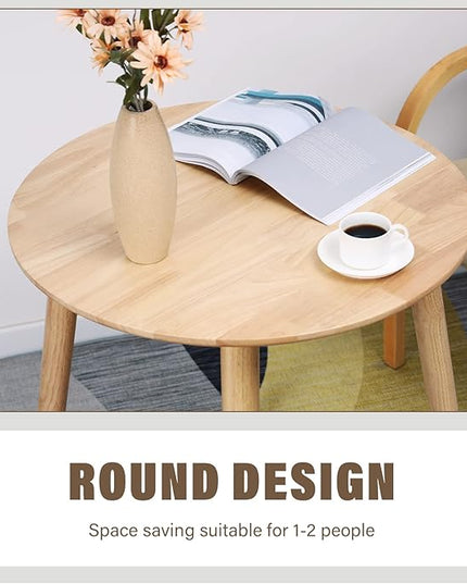 28.3" Small Round Dining Table for 2,Wooden Space-Saving Kitchen Dinner Table Rustic Wood Dining Table Mid Century Modern Kitchen Table - LeafyLoom
